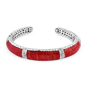 Koralle Armreif ca. 19 cm 925 Silber ca. 0,03 ct.