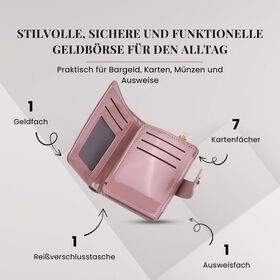 Jacquard-Schal aus Viskose und Geldb&ouml;rse aus PU-Leder mit RFID-Schutz Rosa