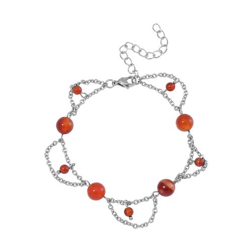 Roter Achat Armband ca. 19 cm Reiner Edelstahl ca. 18.65 ct image number 0