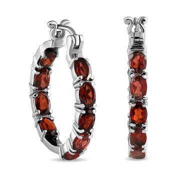 Rote Granat-Creolen, Edelstahl, ca. 10.20 ct