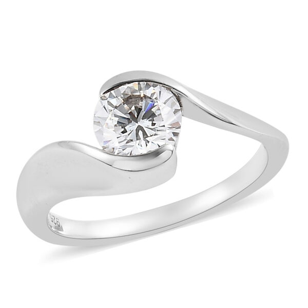 LUSTRO STELLA - feinster Zirkonia Bypass-Ring, 925 Silber platiniert image number 5