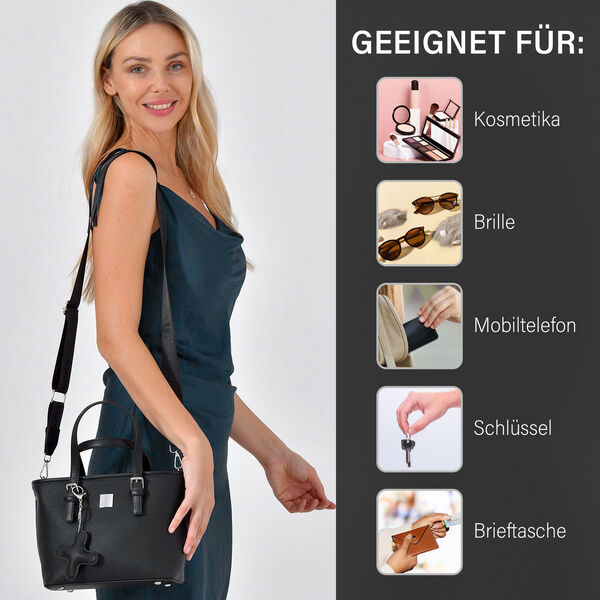 Crossbody Bag mit Designer-Anh&auml;nger in Kreuzform, Schwarz image number 4