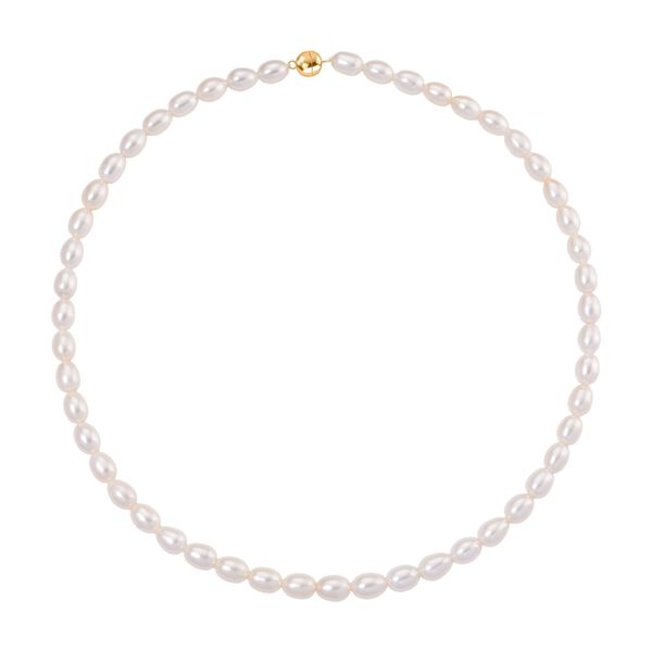 D'Joy AAA weiße Süßwasserperle 50cm Halskette, 925 Silber vergoldet image number 3
