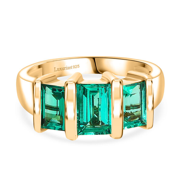 AAA Lab Grown Kolumbianischer Smaragd, Ring 925 Silber 750 Gelbgold Vermeil (Größe 18.00) ca. 2.00 ct image number 0