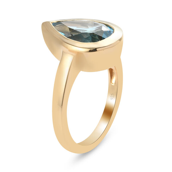 Schweizer Blautopas Solit&auml;r Ring 925 Silber vergoldet  ca. 3,50 ct image number 5