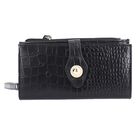 Echtleder Portemonnaie mit Krokoprägung, 18,5x1,5x9,5 cm, schwarz
