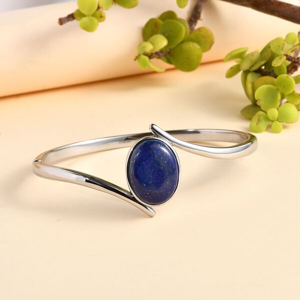 Lapislazuli Armreif ca. 19 cm Edelstahl ca. 15.32 ct image number 2