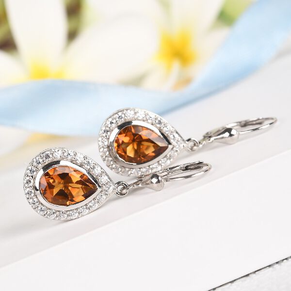 Madeira Citrin Tropfen Ohrh&auml;nger 925 Silber platiniert ca. 3,99 ct&nbsp; image number 2