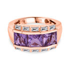 Zeitlose Art Kollektion - AA Rose De France Amethyst, Weißer Zirkon Ring 925 Silber 750 rosévergoldet (Größe 19.00) ca. 3.58 ct