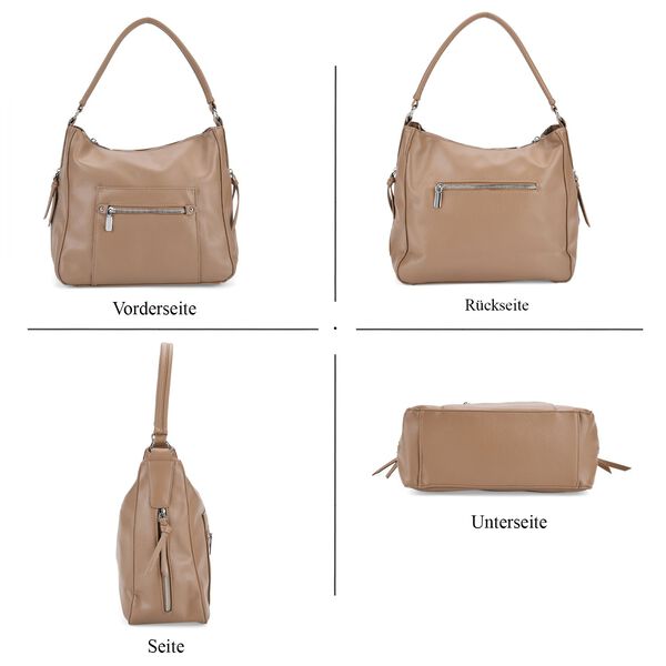 Crossbody-Tasche mit mehreren Reißverschlusstaschen, 31x13x28 cm, Khaki image number 4