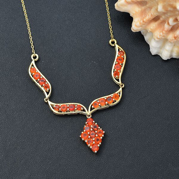 Blaze Feuer Opal Halskette ca. 45 cm 925 Silber 750 Gelbgold Vermeil ca. 1.78 ct image number 2