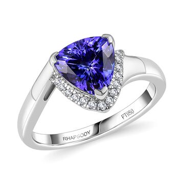 Rhapsody AAAA Tansanit, Wei&szlig;er Diamant Ring 950 Platin (Gr&ouml;&szlig;e 19.00) ca. 2,84 ct
