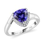 Rhapsody AAAA Tansanit, Weißer Diamant Ring 950 Platin (Größe 19.00) ca. 2,00 ct