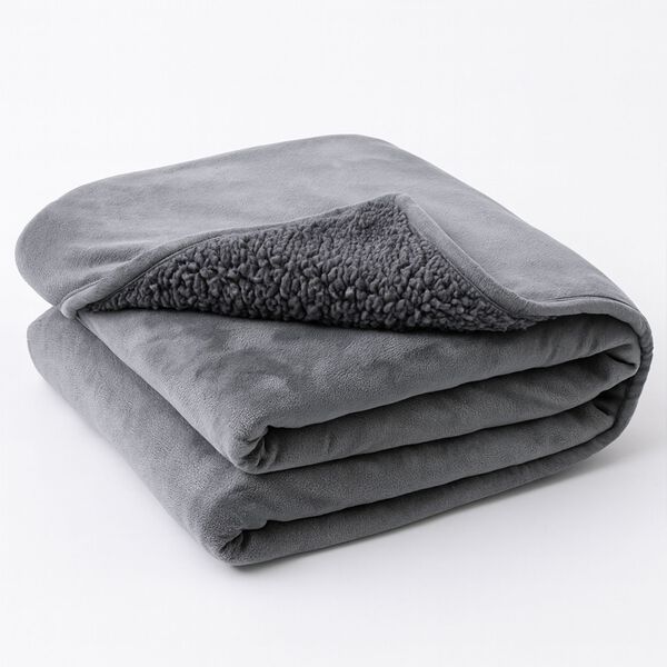 Doppellagige wasserdichte Decke aus Flanell und Sherpa, 150x200 cm, Grrau image number 1