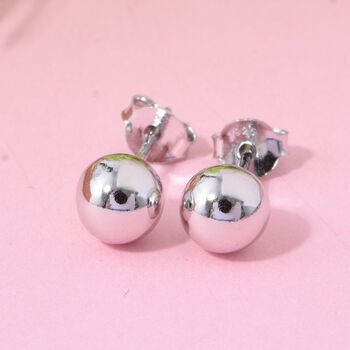 Kugelform-Ohrstecker, 925 Silber rhodiniert