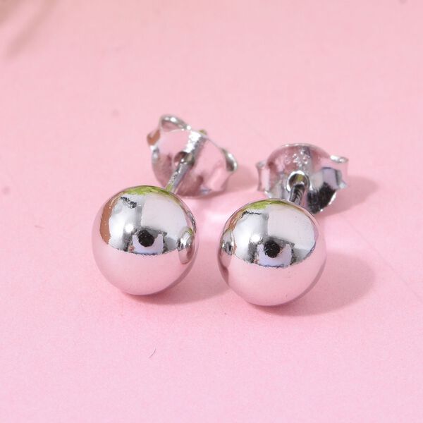 Kugelform-Ohrstecker, 925 Silber rhodiniert image number 1