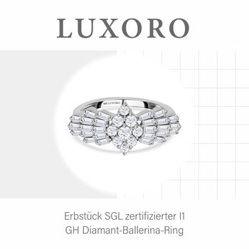 LUXORO SGL zertifizierter I1 G-H Diamant Ballerina-Ring in 585 Wei&szlig;gold - 1 ct.