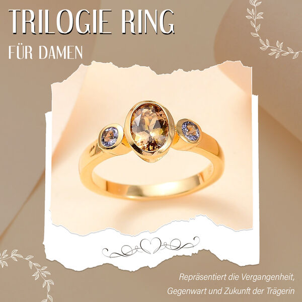 AA Nat&uuml;rlicher goldener Tansanit und Tansanit Ring - 1,20 ct. image number 2