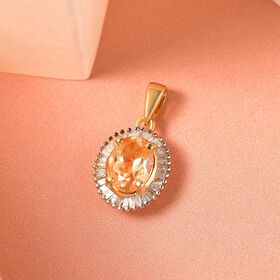 AA Ceylon kaiserlicher Granat und Diamant-Anh&auml;nger - 1,66 ct.