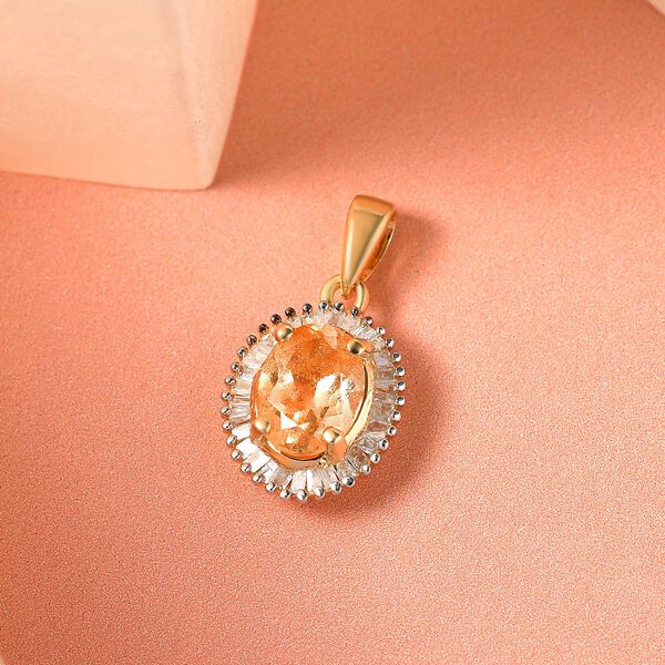 AA Ceylon kaiserlicher Granat und Diamant-Anhänger - 1,66 ct. image number 3