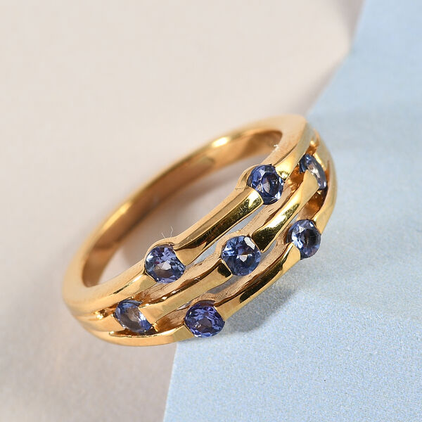 Tansanit Ring 925 Silber vergoldet  ca. 0,57 ct image number 2