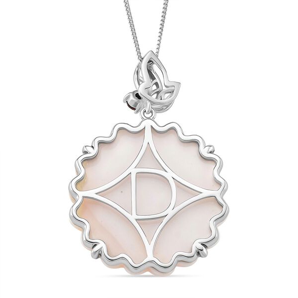 D'Joy Natürlicher Rosa Königsmuschel Perle, Roter Granat Schmuckset ca. 45 cm 925 Silber rhodiniert image number 4