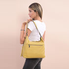 Handtasche aus 100% echtem Leder mit abnehmbarem Riemen, Gelb  image number 2