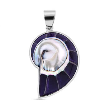 Blaue Harz Muschel Anh&auml;nger 925 Silber