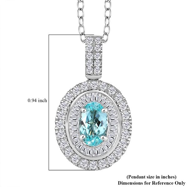 RHAPSODY zertifiziert und geprüft AAAA Paraiba Turmalin und VS-EF Diamant Anhänger mit 45cm Kette in 950 Platin - 2,03 ct. image number 4