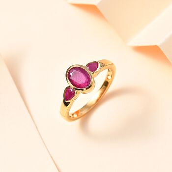 Afrikanischer Rubin (Fissure gef&uuml;llt) Ring 925 Silber Gelbgold Vermeil (Gr&ouml;&szlig;e 21.00) ca. 2,53 ct