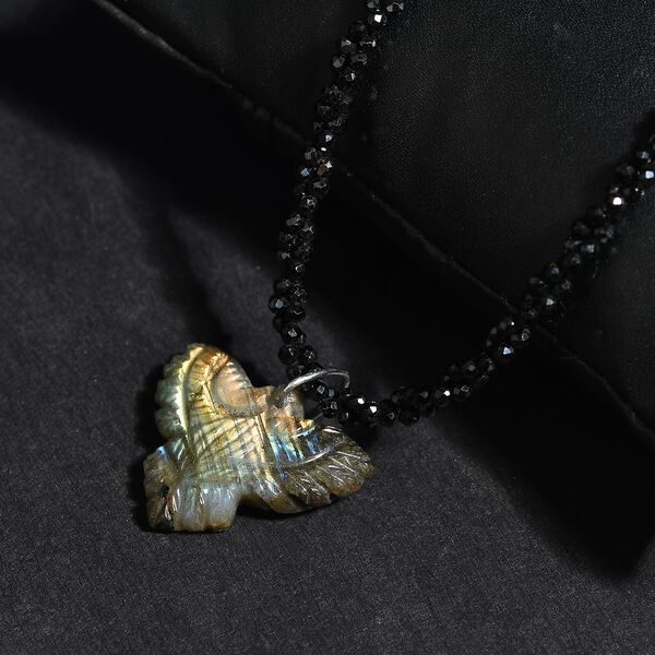 Labradorit und schwarze Spinell-Adler-Halskette, 50 cm - 115 ct. image number 3