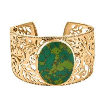 Gr&uuml;nes T&uuml;rkis Armreif ca. 19 cm Reines Messing vergoldet ca. 47,48 ct.
