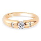 88 Facetten Moissanit Ring 925 Silber vergoldet (Größe 16.00) ca. 0,30 ct