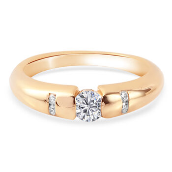 88 Facetten Moissanit Ring 925 Silber vergoldet (Gr&ouml;&szlig;e 16.00) ca. 0,30 ct