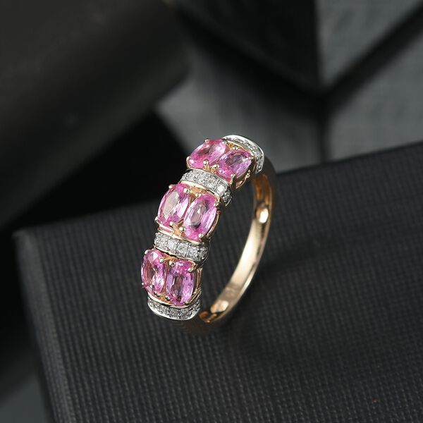 LUXURIANT DIAMOND- AAA Rosa Saphir und Labor Diamant Ring in 375 Gold - 1,85 ct. image number 2