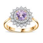 AAA Rosa Saphir, Weißer Diamant Ring 585 Gold (Größe 17.00) ca. 1,82 ct