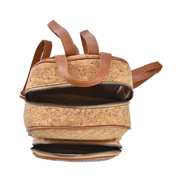 Praktischer Rucksack aus Naturkork mit Kunstleder-Griffen, Hellbraun image number 5