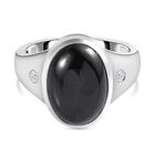 Schwarzer Turmalin und Moissanit Ring, 925 Silber platiniert, ca. 6,28 ct image number 0