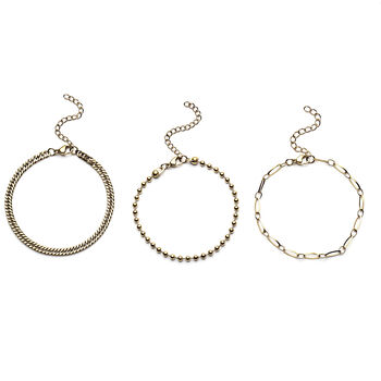 3er-Set, Armband, ca. 17 cm, Edelstahl vergoldet