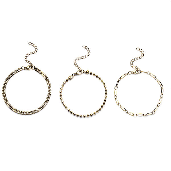 3er-Set, Armband, ca. 17 cm, Edelstahl vergoldet