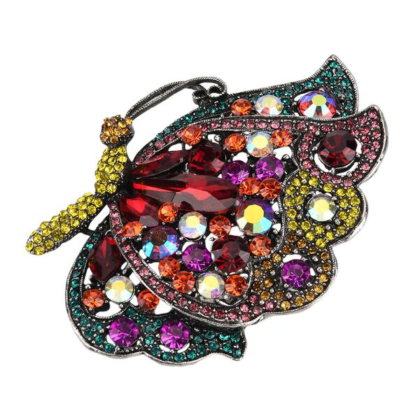 Mehrfarbiger Kristall Brosche Antik-silber-Plattierung image number 4