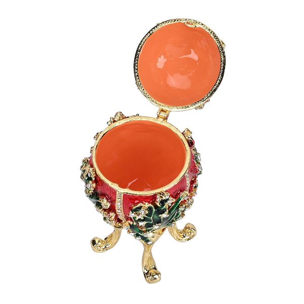 Emaillierte Schmuckbox in Eiform, 6x12cm, Rot image number 6