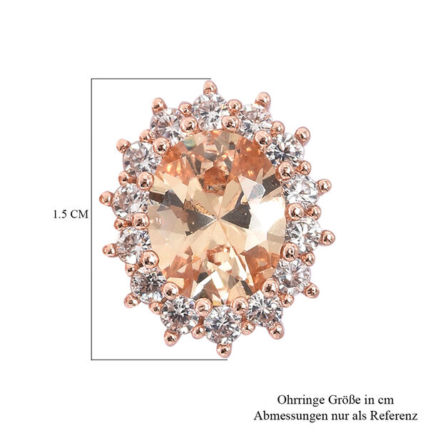 Weißer und Champagner Zirkonia Ohrstecker Rosétone image number 5