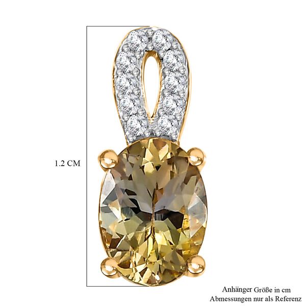 Natürlicher goldener Tansanit, Weißer Zirkon Anhänger 925 Silber 750 Gelbgold Vermeil ca. 0.88 ct image number 6