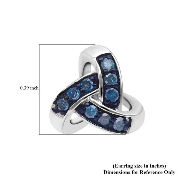 Blaue Diamant-Ohrringe, 925 Silber vergoldet - 0,25 ct. image number 4