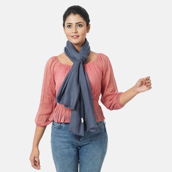 LA MAREY: Superweicher Schal aus 100% Kaschmirwolle, Blau  image number 3