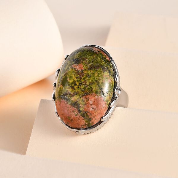 Unakite Ring, Edelstahl (Größe 17.00) ca. 25.55 ct image number 1