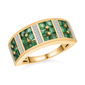 Kagem sambischer Smaragd und Zirkon-Ring - 1,71 ct.