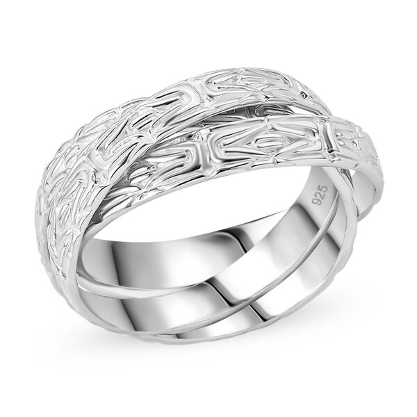 Royal Bali Kollektion - Borobudur Wickelring Trio in 925 Silber image number 3