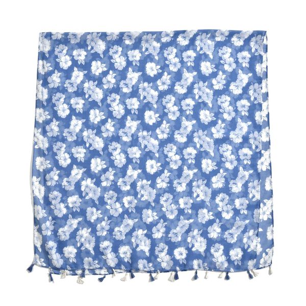 Weicher, leichter Schal mit Quasten, Blau image number 3